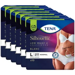 TENA Silhouette LOW WAIST BLANC Normal Pants L bei Inkontinenz, 6X10 St