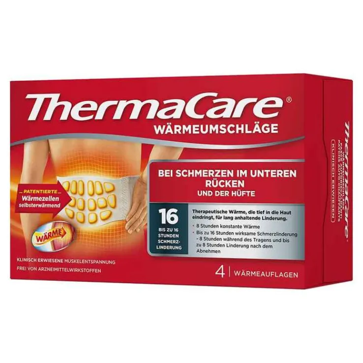 Thermacare Rückenumschläge S-XL zur Schmerzlinderung, 4 St
