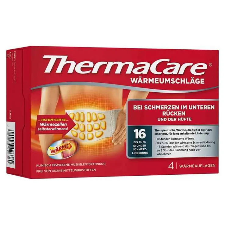 Thermacare Rückenumschläge S-XL zur Schmerzlinderung, 4 St