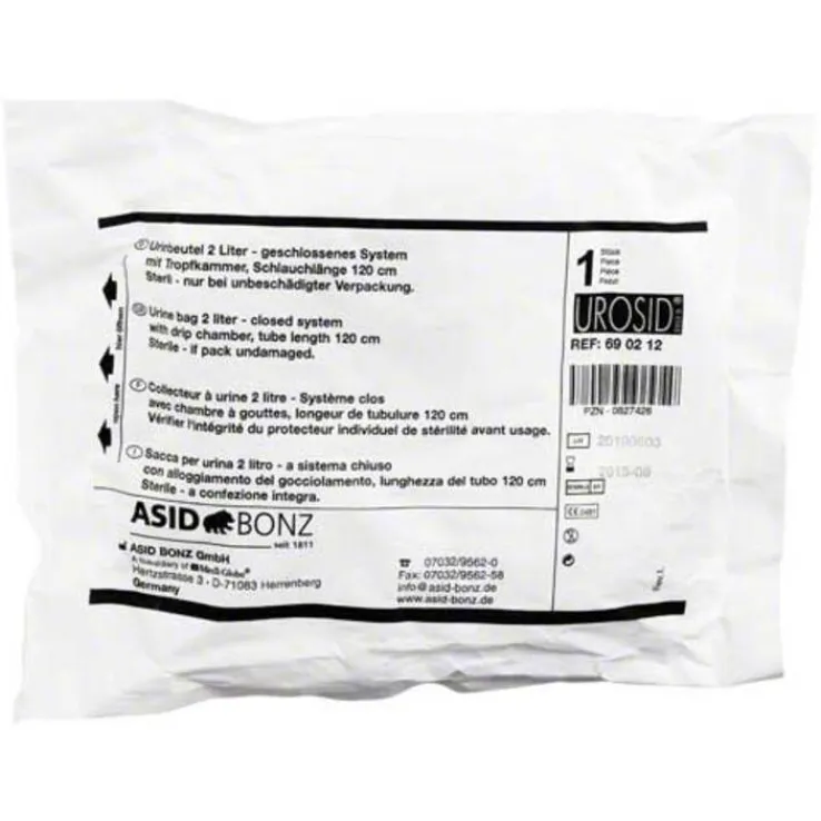 Urosid Urindrainagesystem 2l 120 cm Schlauch Ablasshahn senkrecht, 1 St