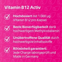 Vitamin B12 Activ 1000 µg hochdosiert + vegan Kapseln , 120 St
