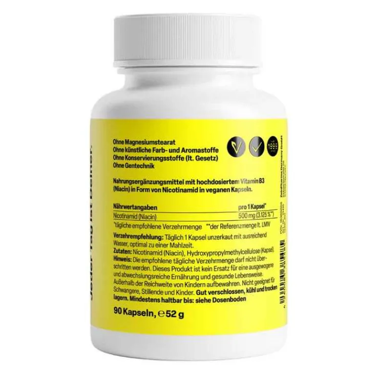 Vitamin B3 Forte Niacin 500 mg Kapseln, 90 St