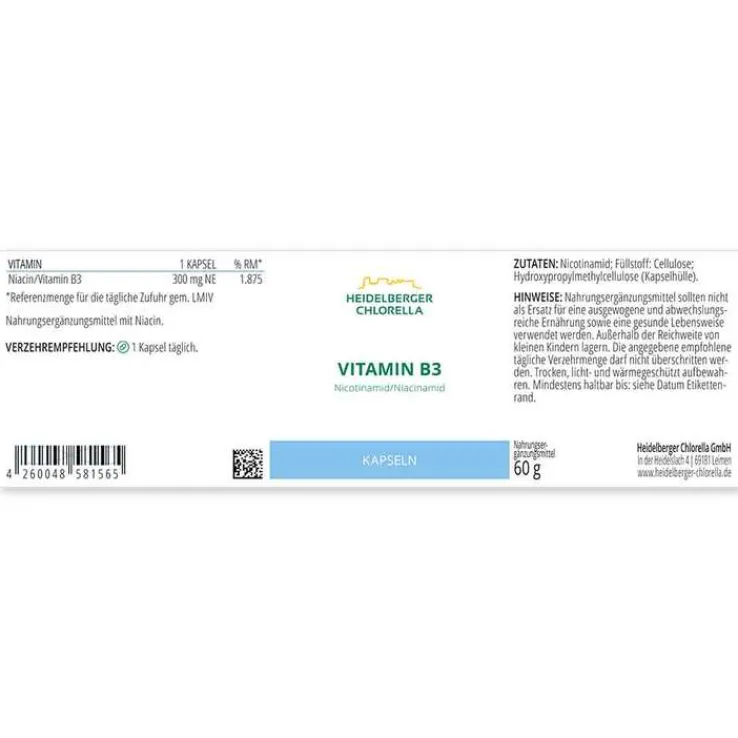 Vitamin B3 Nicotinamid Kapseln, 120 St