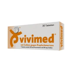 vivimed® mit Coffein gegen Kopfschmerzen, Schmerztabletten mit Paracetamol, 30 St