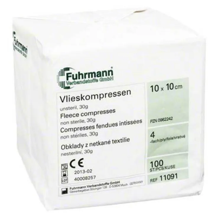 Vlieskompressen unsteril 10x10 cm 4lagig, 100 St