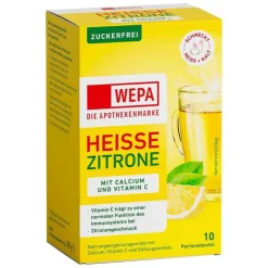 Wepa heiße Zitrone + Vitamin C + Calcium zuckerfrei Pulver, 10X10 g