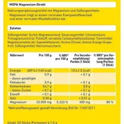 Wepa Magnesium Direkt Sticks, 20 St