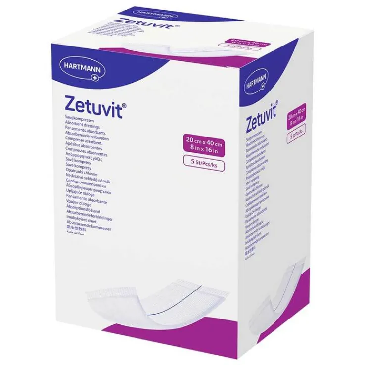 Zetuvit Saugkompresse steril 20x40 cm, 5 St